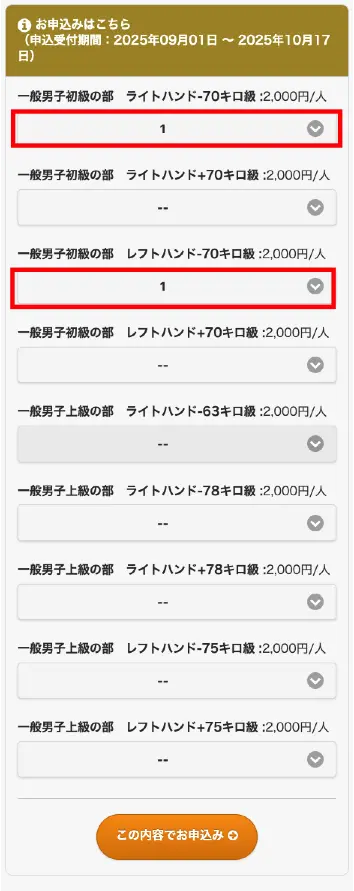エントリー選択後