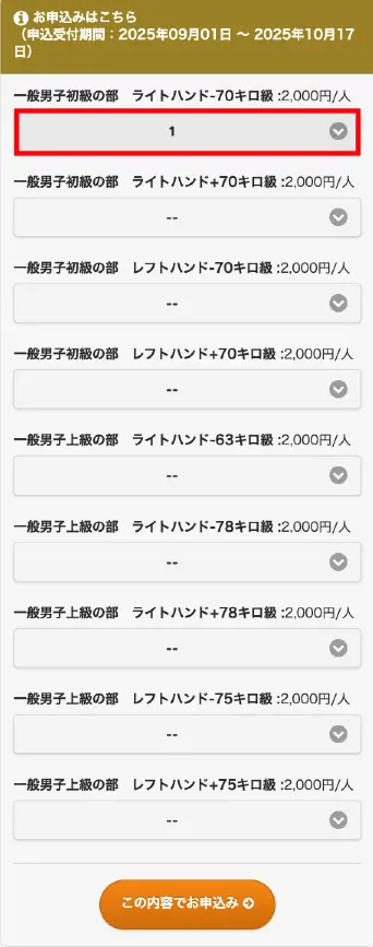 エントリー選択後
