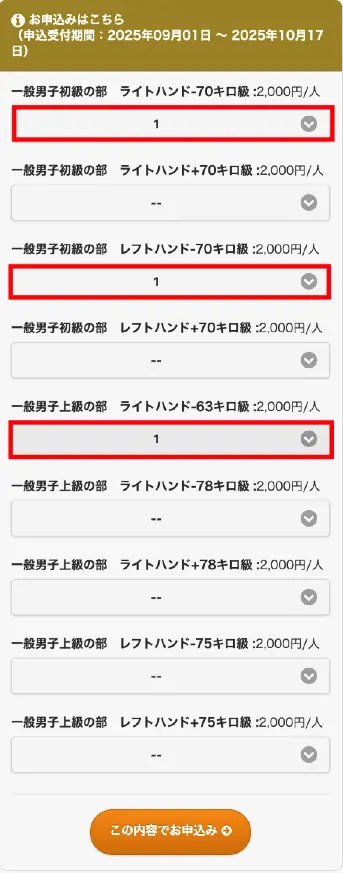 エントリー選択後